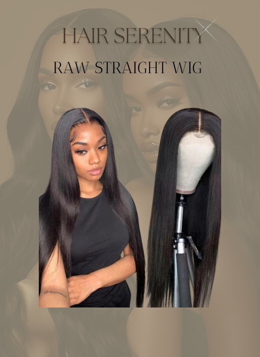 Raw straight wig by LuxeHairSerenity – 100% unprocessed human hair with a sleek, smooth, and natural finish