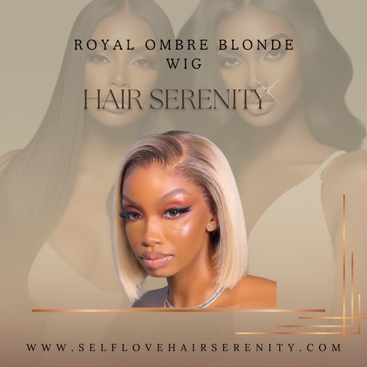 Virgin Royal Ombre Blond Wig by LuxeHairSerenity – Luxurious 100% virgin hair with a stunning ombre effect transitioning from rich colors to vibrant blond.