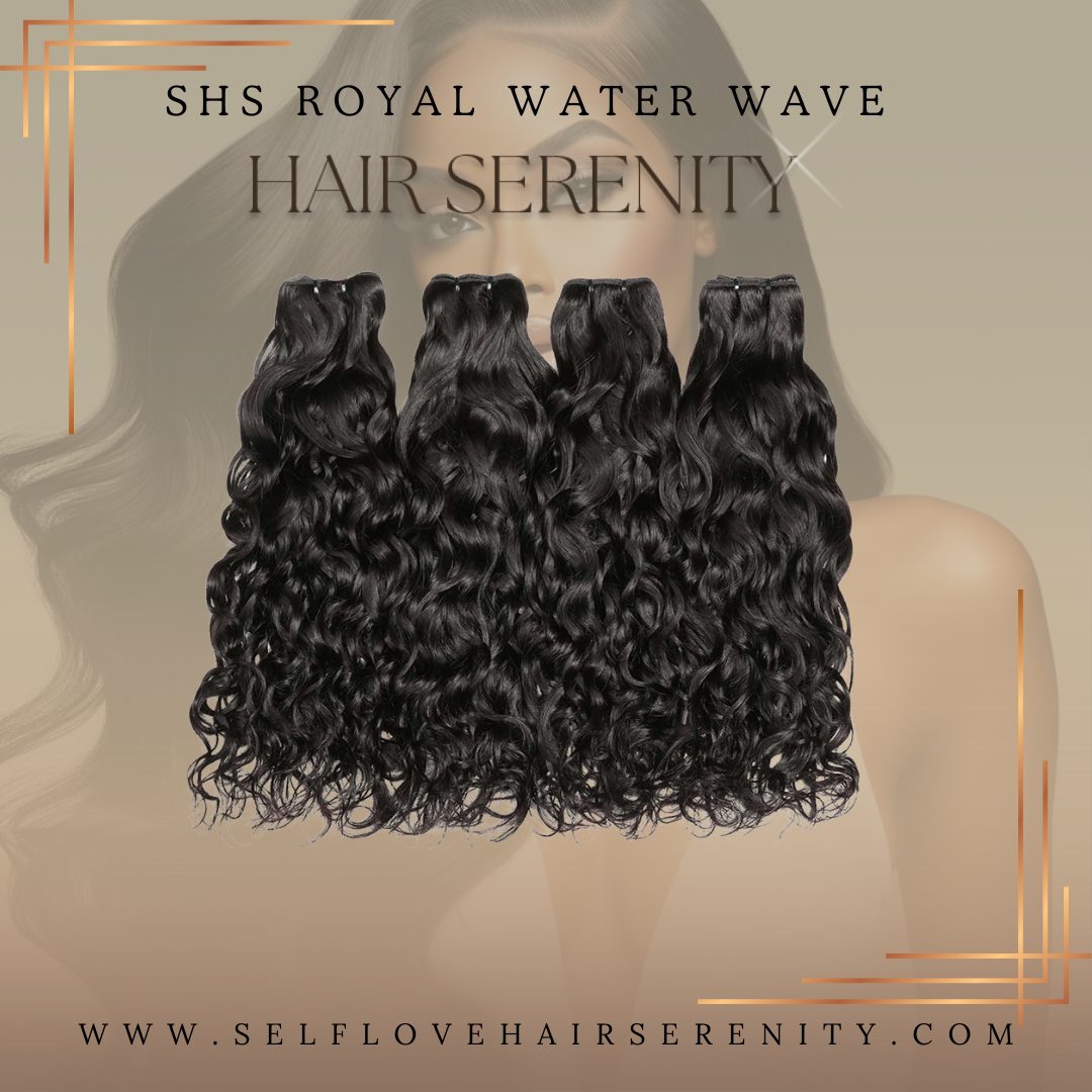 Virgin Water Wave Bundles by LuxeHairSerenity – Luxurious 100% virgin hair bundles featuring beautiful water waves for a natural and elegant look.